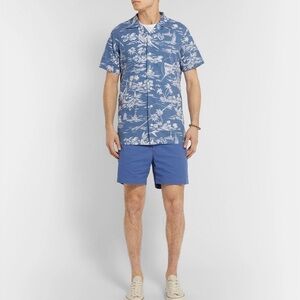 NWT Polo Ralph Lauren Camp-Collar Printed Linen Cotton-Blend Shirt Light blue XL